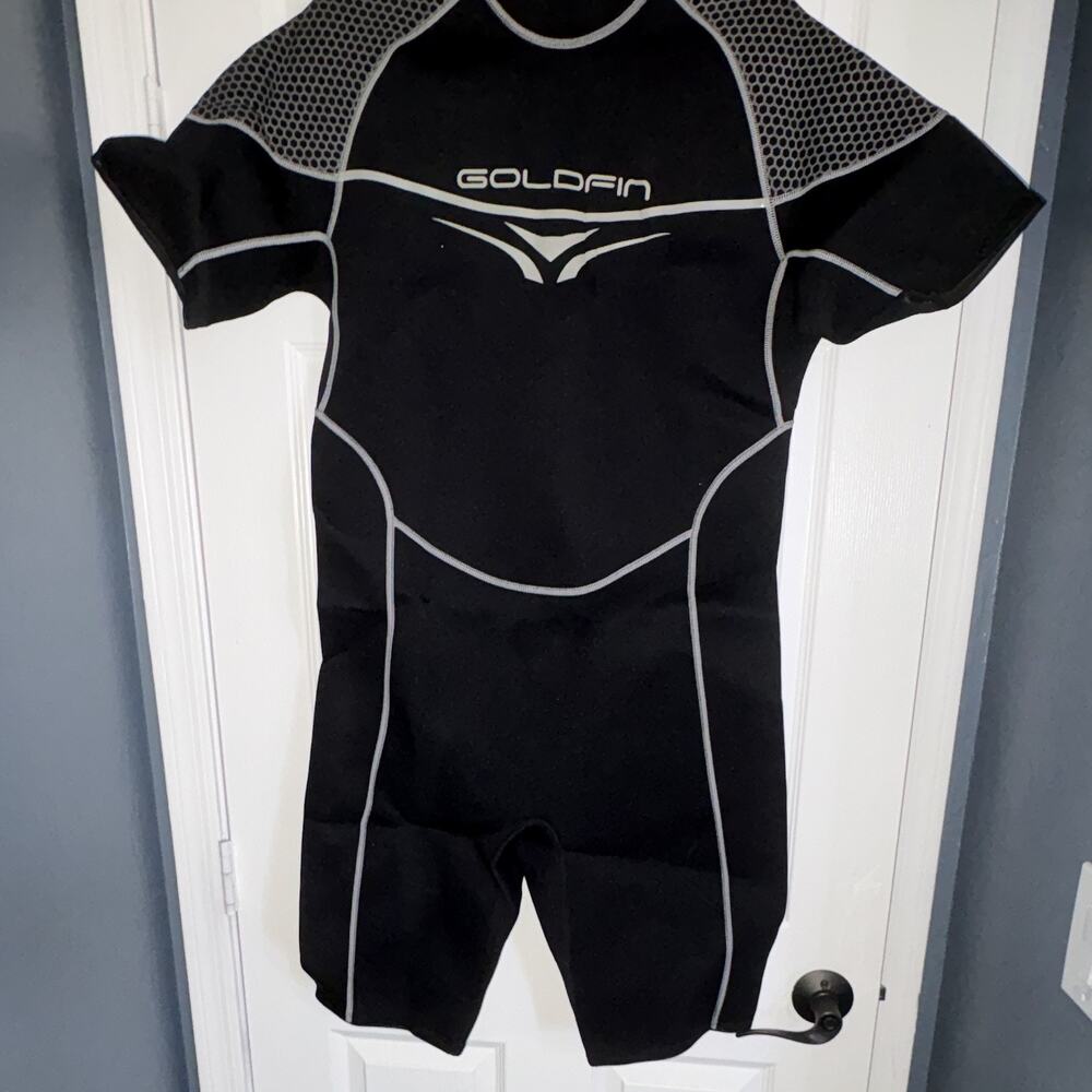 Goldfin Men's Shorty Wetsuit Black/Gray Short Sleeve Full Zip Back XL